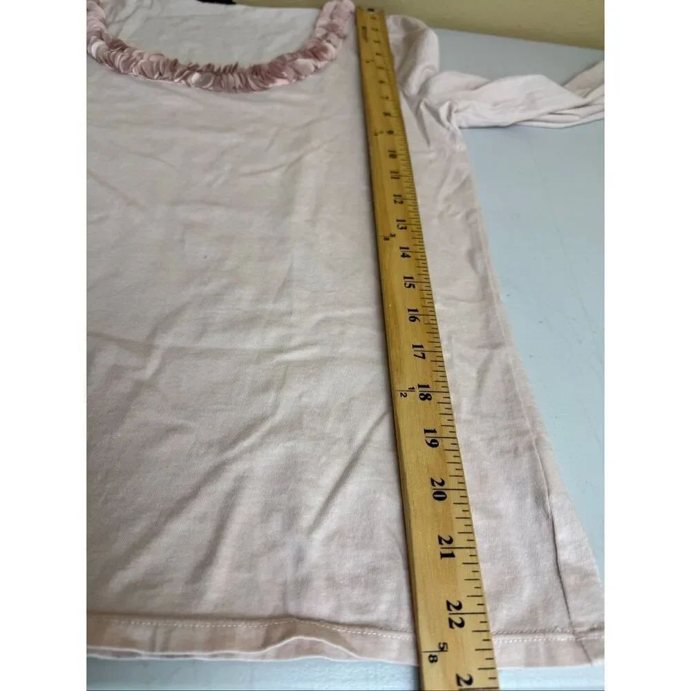 Talbots Pink Pima Cotton Embellished Neck Top Medium - Picture 9 of 10